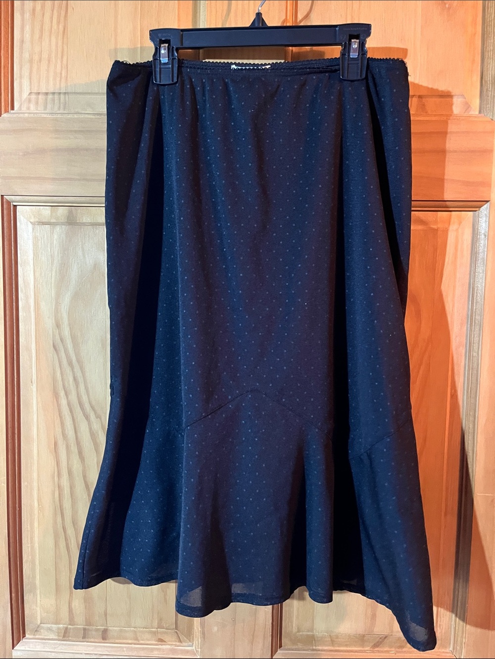 Paris Blues Black A-Line Flared Skirt with Subtle Dot Texture